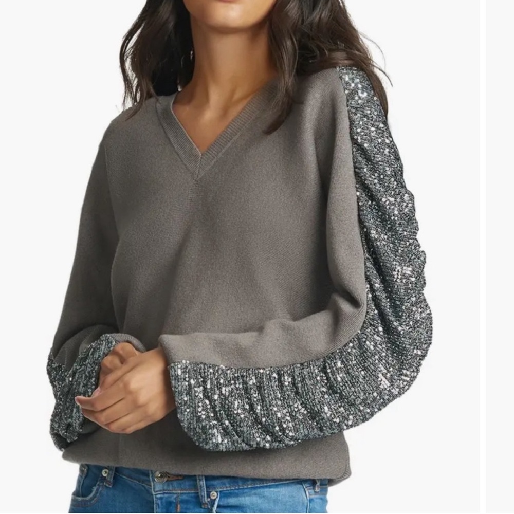 Sachin & Babi Madison Sequin Sleeves Pullover Sweater and Joggers
